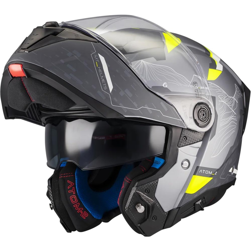 Casque de moto modulable MT Atom 2 SV Highlands E2 noir mat-gris-jaune fluo