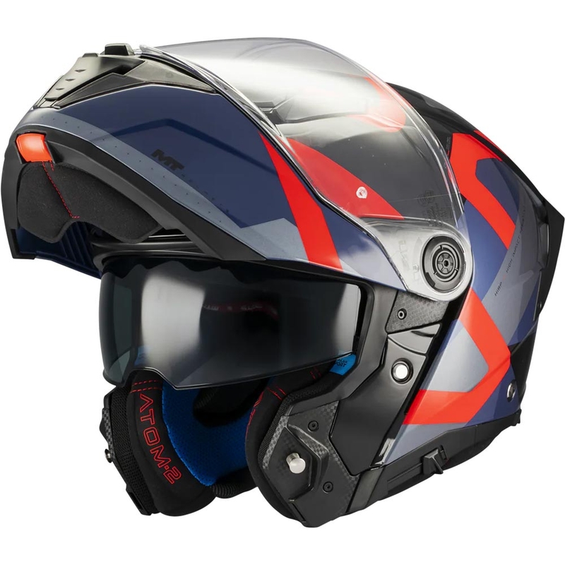 Casque de moto modulable MT Atom 2 SV Dexter B15 bleu-noir-rouge
