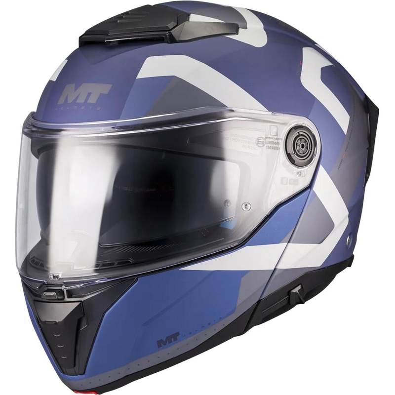 Casque de moto modulable MT Atom 2 SV Dexter C2 bleu-gris mat