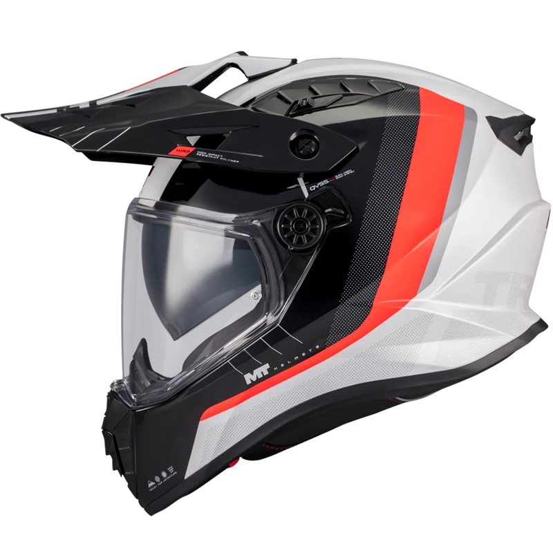 Casque de moto enduro MT Track SV Nomad A15 blanc-noir-rouge