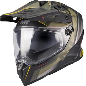 Casque de moto enduro MT Track SV Questor B6 noir mat-vert-marron-jaune fluo