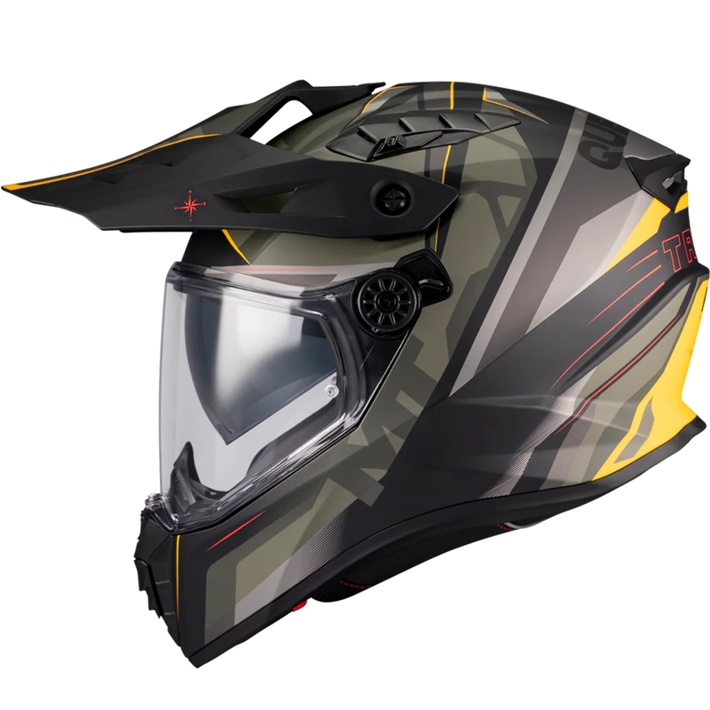 Casque de moto enduro MT Track SV Questor B6 noir mat-vert-marron-jaune fluo
