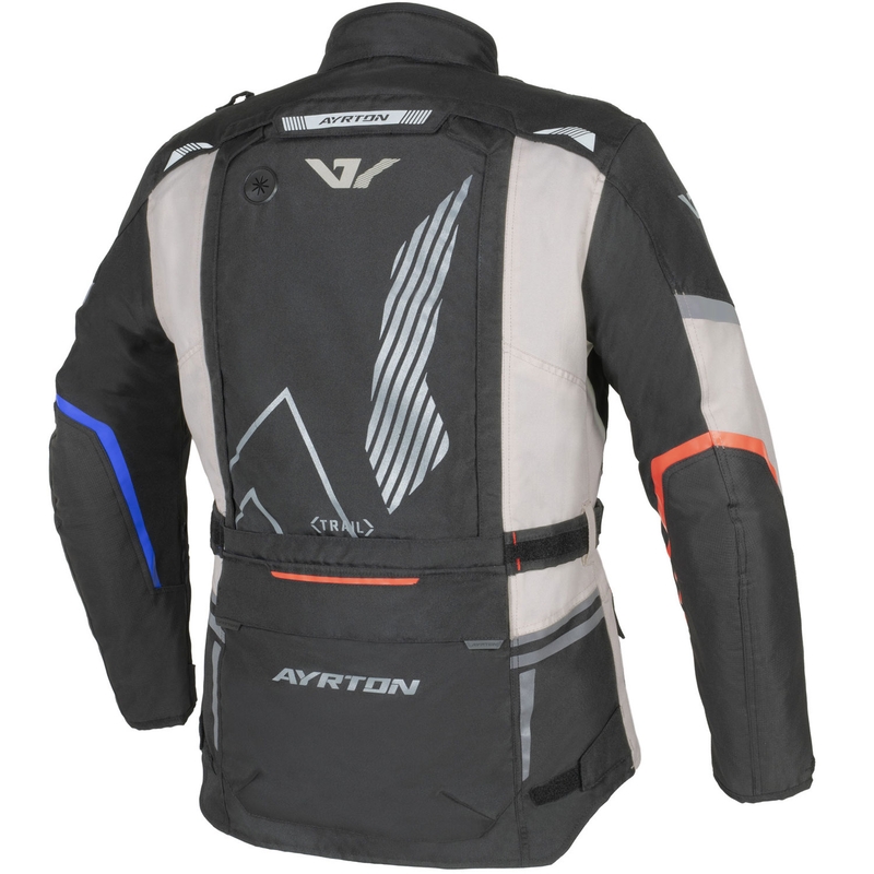Veste de moto Ayrton Trail blanche-noire-rouge-bleue-grise