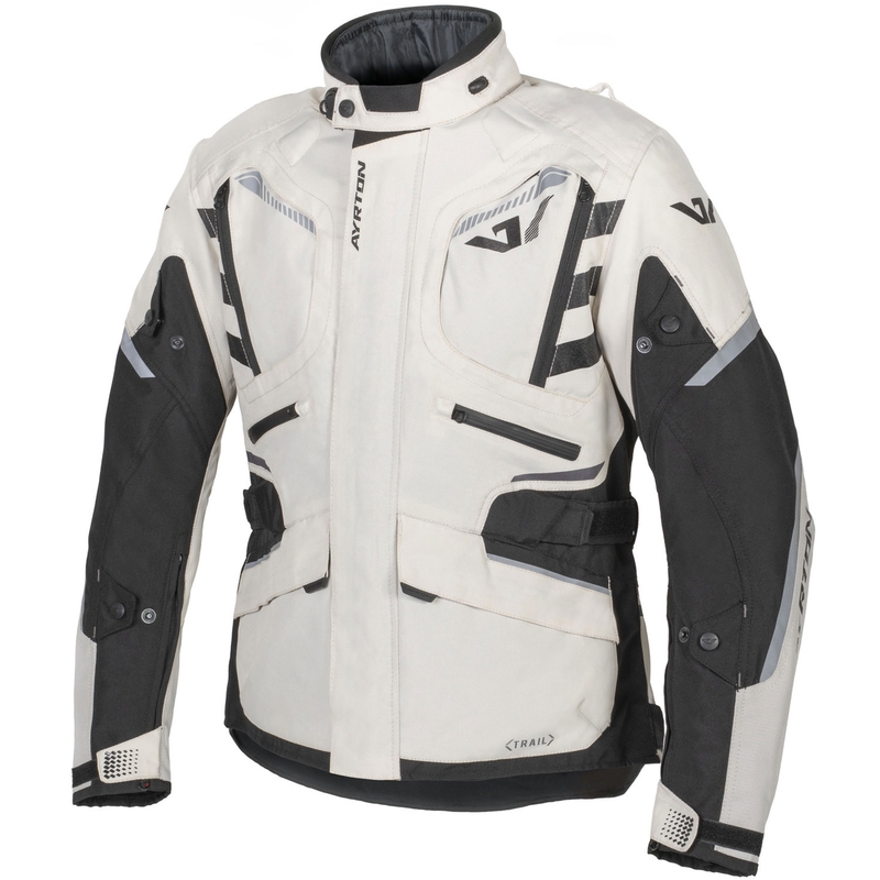 Veste de moto Ayrton Trail blanche-noire-grise
