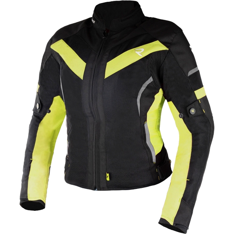 Veste de moto femme Street Racer Betty II Air noir et jaune fluo