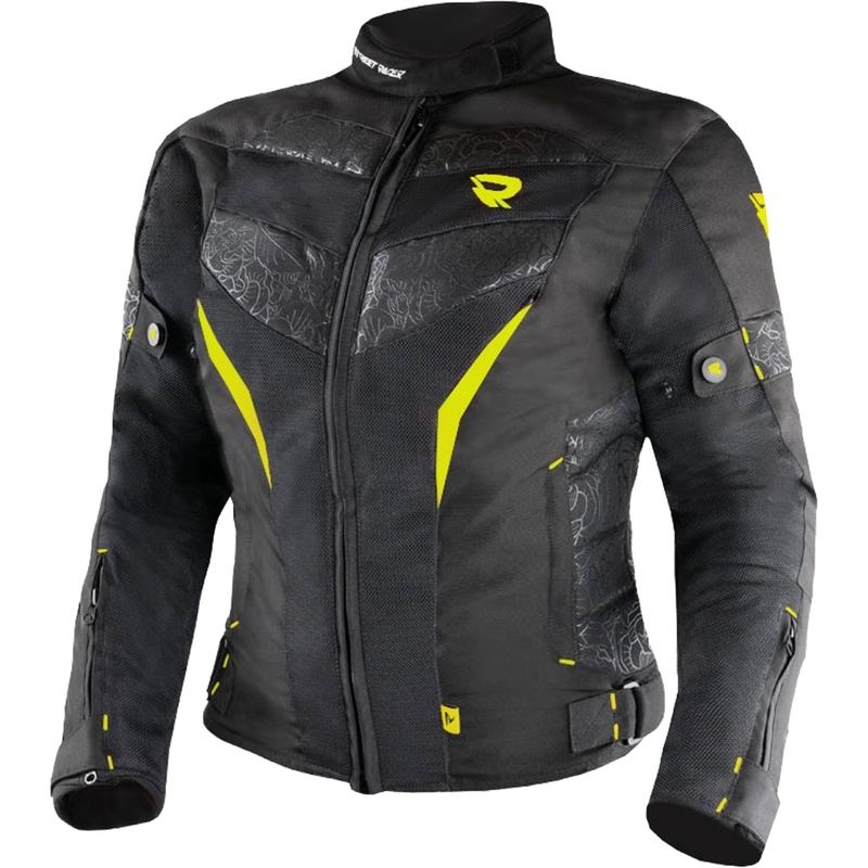 Veste moto femme Street Racer Rose Air noir-jaune fluo