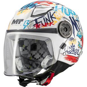 Casque de moto ouvert pour enfant MT Lite Crew A5 blanc-bleu-rouge