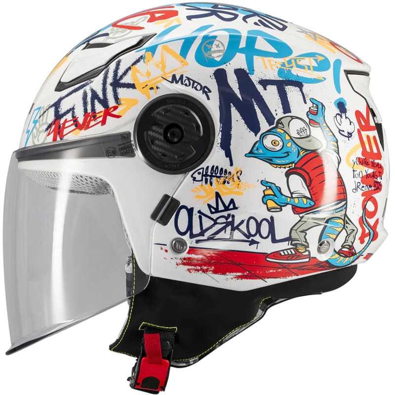 Casque de moto ouvert pour enfant MT Lite Crew A5 blanc-bleu-rouge