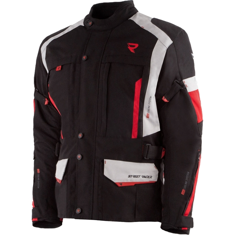 Veste de moto Street Racer Hilax noir-gris-rouge