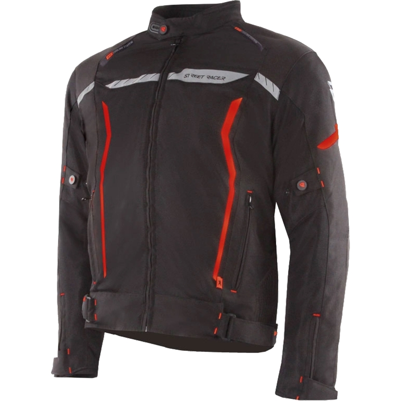 Veste de moto Street Racer Flex noire et rouge