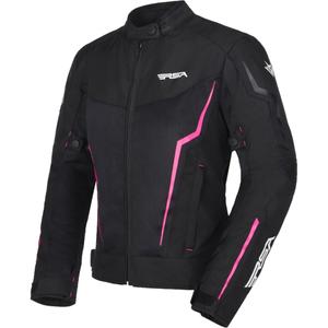 Veste de moto RSA Bolt noir, blanc et rose pour femmes