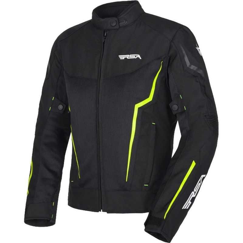 Veste de moto RSA Bolt noir-blanc-jaune fluo pour femme