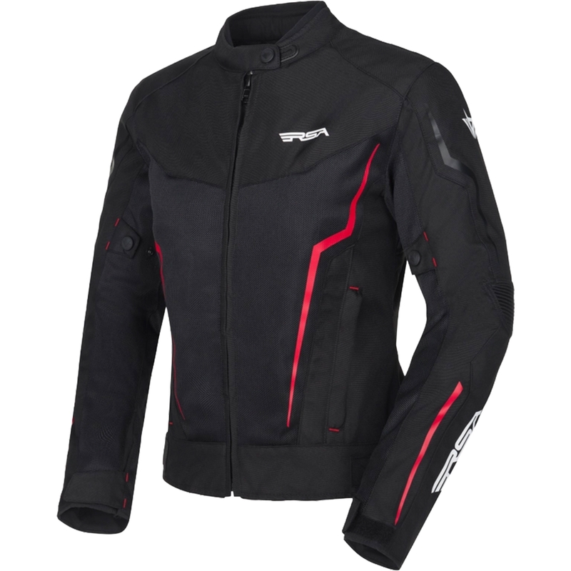 Veste de moto femme RSA Bolt noir-blanc-rouge