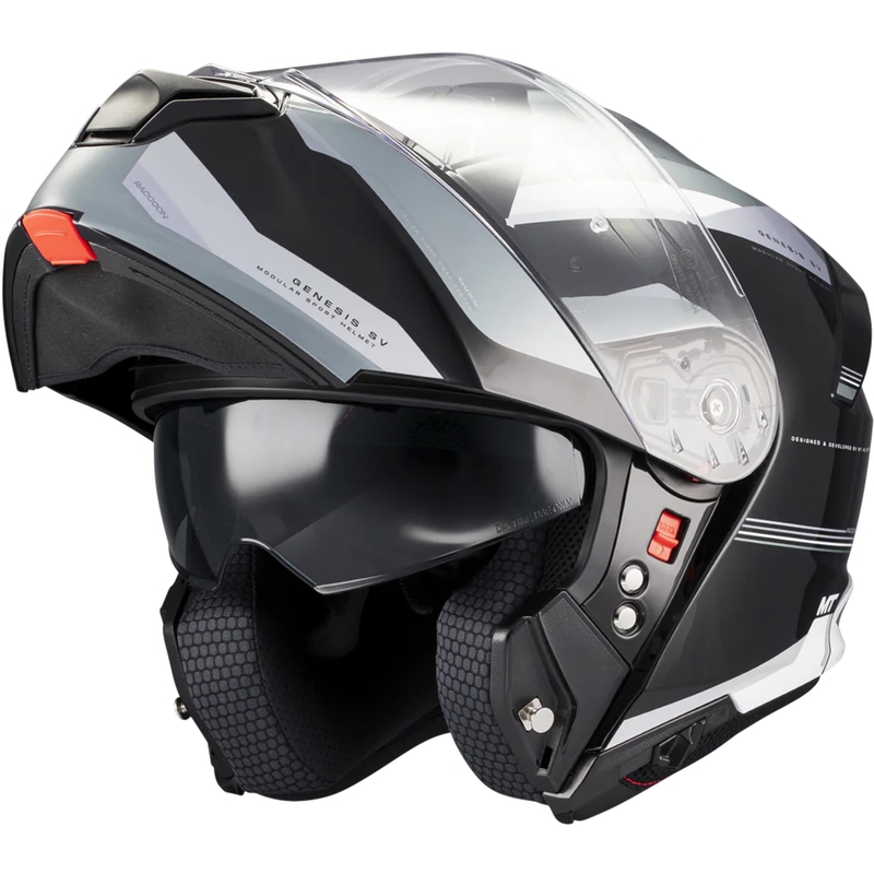 Casque de moto modulable MT Genesis SV Raccoon B12 noir-gris