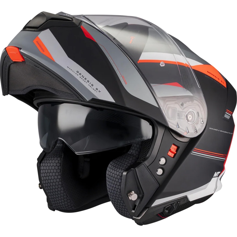Casque de moto modulable MT Genesis SV Raccoon B5 noir-rouge
