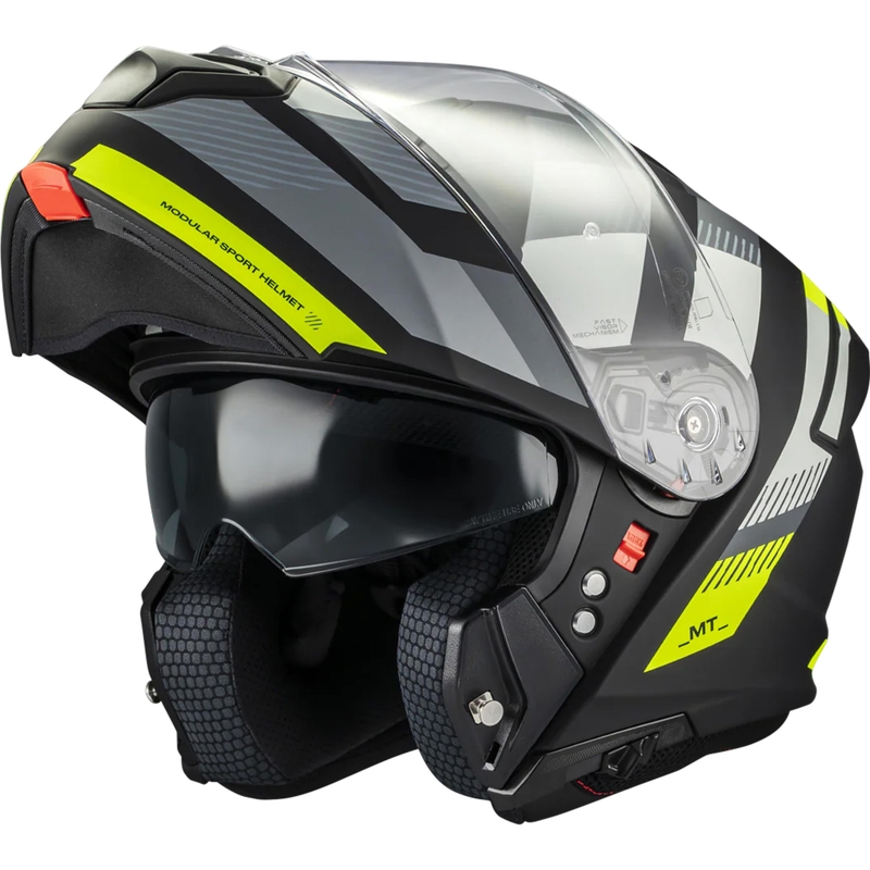 Casque de moto modulable MT Genesis SV Stroke B13 noir mat-gris-jaune fluo