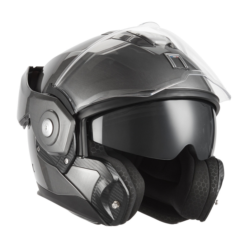 Casque de moto modulable NOX PREMIUM Spinner, titane mat