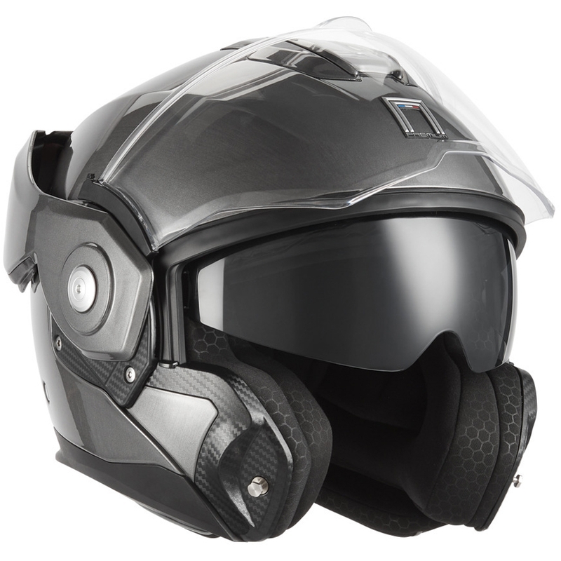 Casque de moto modulable NOX PREMIUM Spinner, titane mat