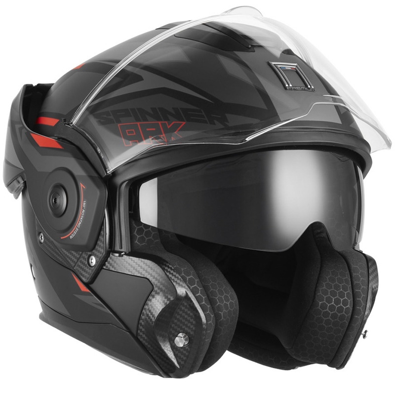 Casque de moto modulable NOX PREMIUM Spinner Ark noir mat-rouge