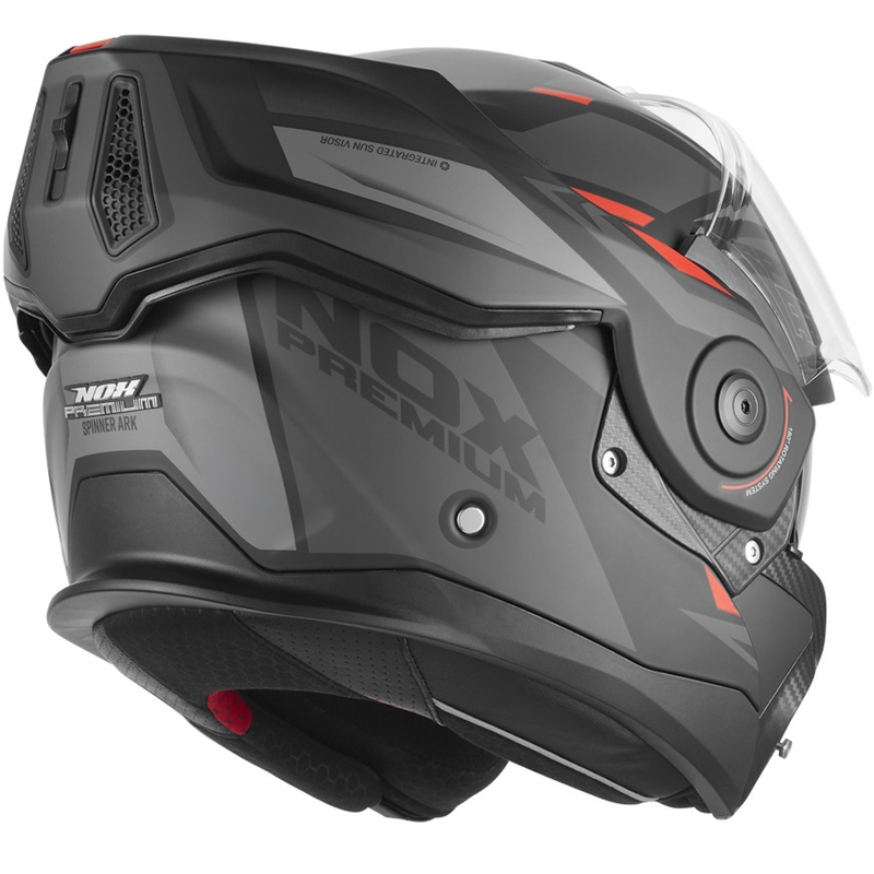 Casque de moto modulable NOX PREMIUM Spinner Ark noir mat-rouge