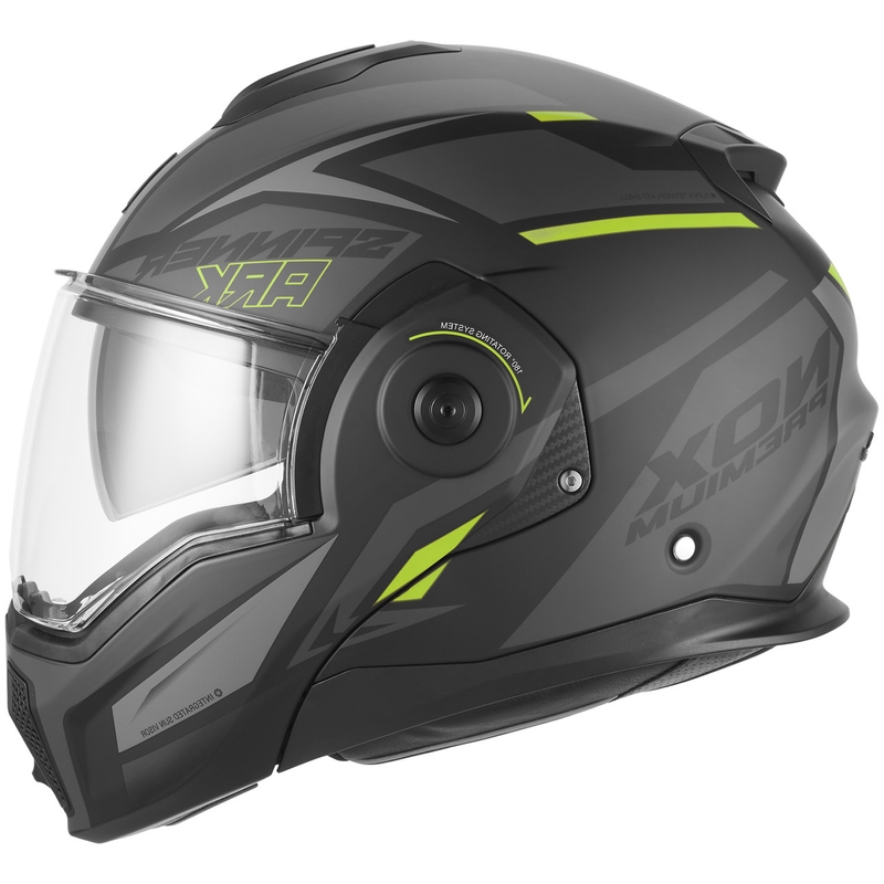 Casque de moto modulable NOX PREMIUM Spinner Ark noir mat-jaune fluo