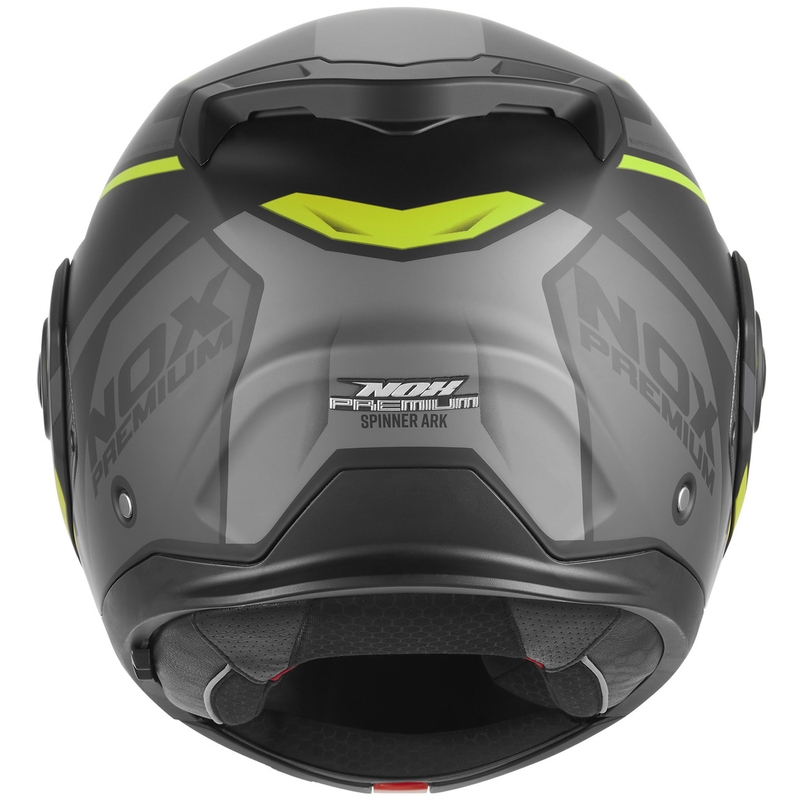 Casque de moto modulable NOX PREMIUM Spinner Ark noir mat-jaune fluo