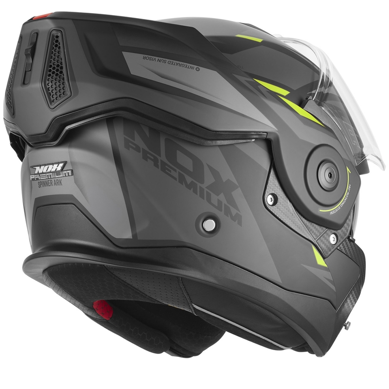Casque de moto modulable NOX PREMIUM Spinner Ark noir mat-jaune fluo