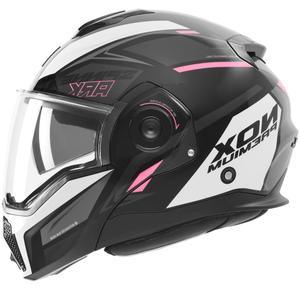 Casque de moto modulable NOX PREMIUM Spinner noir-blanc-rose