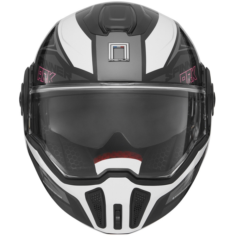 Casque de moto modulable NOX PREMIUM Spinner noir-blanc-rose