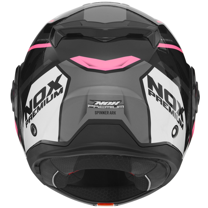 Casque de moto modulable NOX PREMIUM Spinner noir-blanc-rose