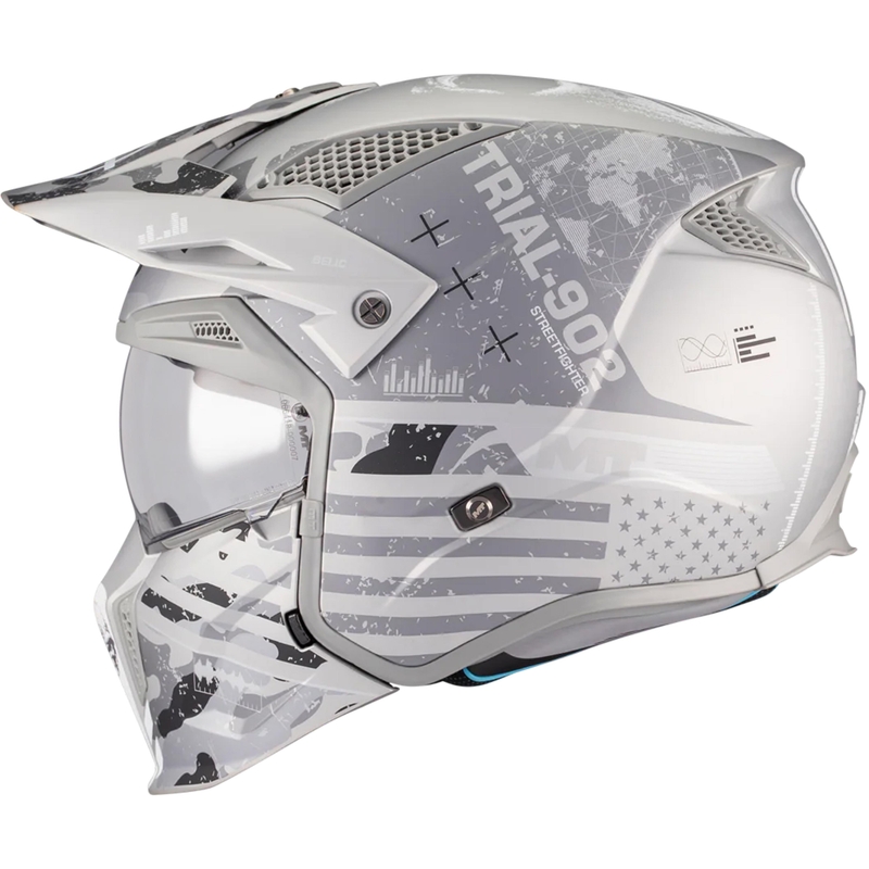 Casque de moto modulable MT Streetfighter SV S Belic A2 blanc-gris mat