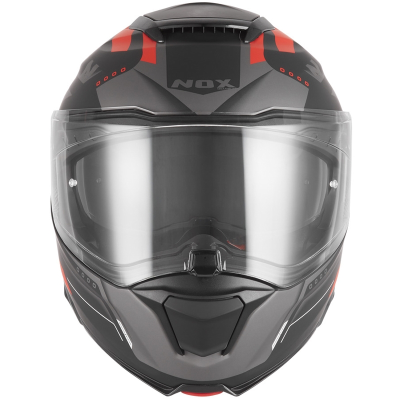 Casque de moto modulable NOX N967 Conquer noir mat-rouge