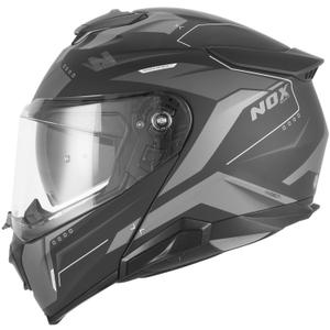 Casque de moto modulable NOX N967 Conquer noir mat-argent