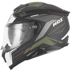 Casque de moto modulable NOX N967 Conquer noir mat-kaki-orange