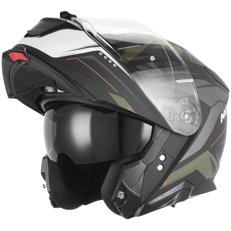 Casque de moto modulable NOX N967 Conquer noir mat-kaki-orange
