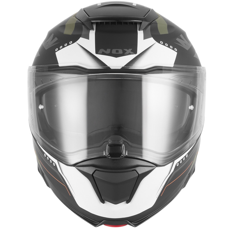Casque de moto modulable NOX N967 Conquer noir mat-kaki-orange