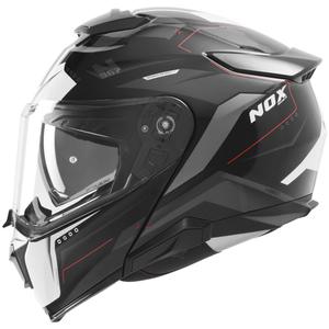 Casque de moto modulable NOX N967 Conquer noir mat-blanc-rouge