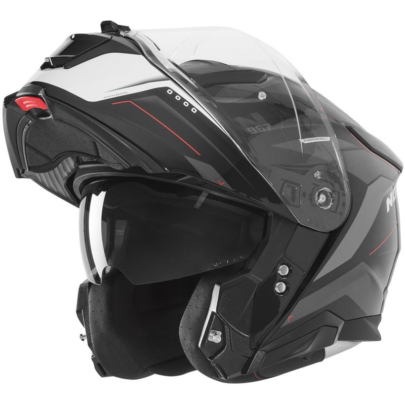 Casque de moto modulable NOX N967 Conquer noir mat-blanc-rouge