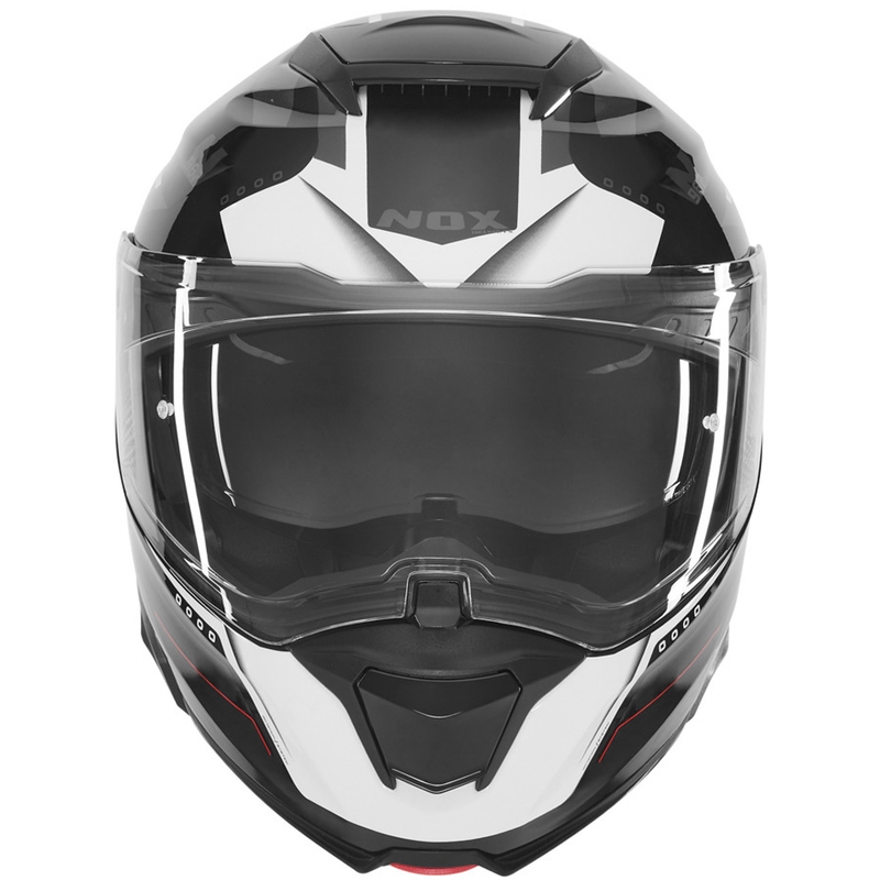 Casque de moto modulable NOX N967 Conquer noir mat-blanc-rouge