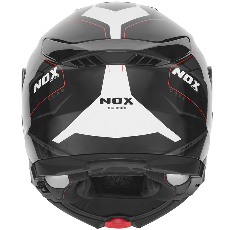 Casque de moto modulable NOX N967 Conquer noir mat-blanc-rouge