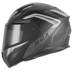 Casque de moto modulable NOX N968 Shift noir mat-argent