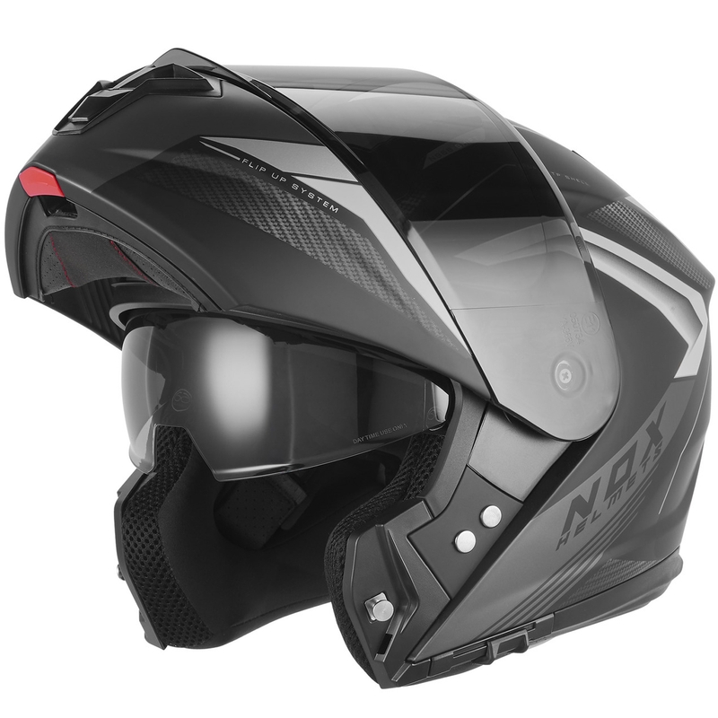 Casque de moto modulable NOX N968 Shift noir mat-argent
