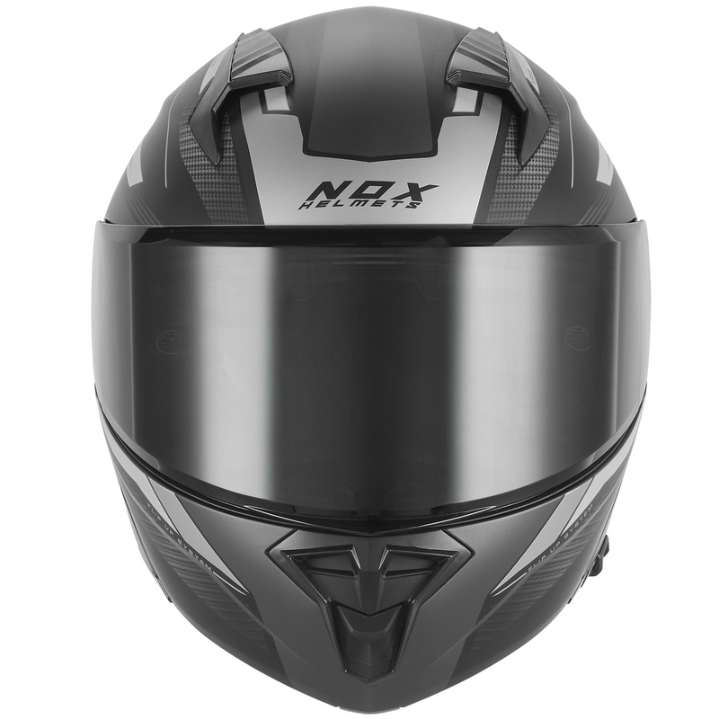 Casque de moto modulable NOX N968 Shift noir mat-argent