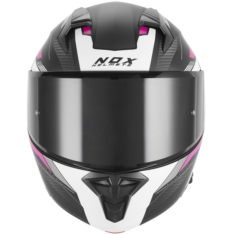 Casque de moto modulable NOX N968 Shift noir mat-blanc-rose