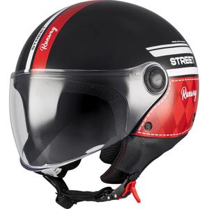 Casque de moto ouvert MT Street S Runway B5 noir-rouge