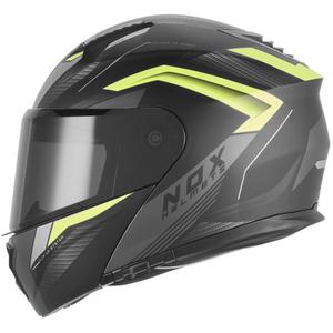 Casque de moto modulable NOX N968 Shift noir mat-jaune fluo