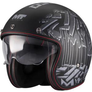 Casque de moto ouvert MT Lemans 2 SV S Dystopic B12 noir-gris mat