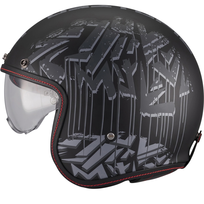 Casque de moto ouvert MT Lemans 2 SV S Dystopic B12 noir-gris mat