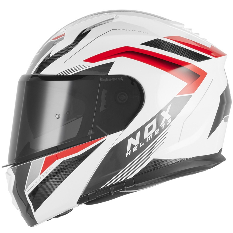 Casque de moto modulable NOX N968 Shift blanc-rouge