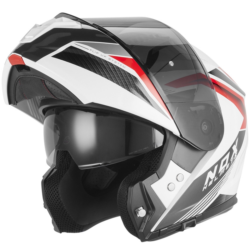 Casque de moto modulable NOX N968 Shift blanc-rouge